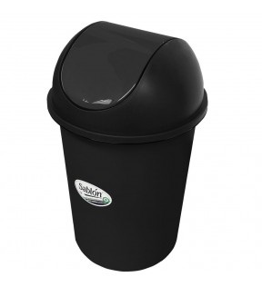 CESTO REDONDO NEGRO 45 LITROS CON TAPA BALANCIN LISO 8705NE