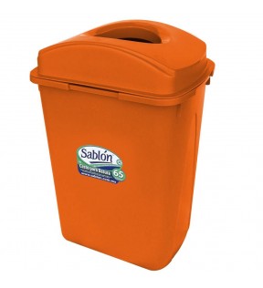 CESTO 65 LITROS CON TAPA ELIPTICA NARANJA 8161NA