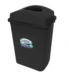 CESTO 65 LITROS NEGRO CON TAPA ELIPTICA NEGRA 8165NE
