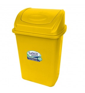 CESTO 65 LITROS CON TAPA BALANCIN FRONTAL AMARILLO 8183AM