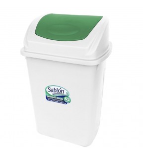 CESTO 65 LITROS BLANCO BALANCIN FRONTAL VERDE 8146VD