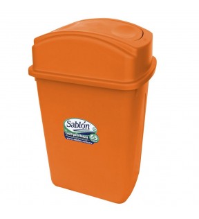 CESTO 65 LITROS CON TAPA BALANCIN LATERAL NARANJA 8101NA