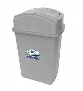 CESTO 65 LITROS CON TAPA BALANCIN LATERAL GRIS 8104GR