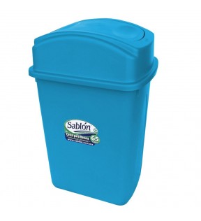 CESTO 65 LITROS CON TAPA BALANCIN LATERAL AZUL 8107AZ