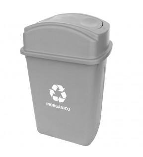 CESTO 65 LITROS CON TAPA BALANCIN LATERAL CON IMPRESION INORGANICO GRIS 8574IN