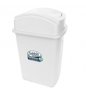 CESTO 65 LITROS BLANCO CON TAPA BALANCIN LATERAL BLANCO 8102BL
