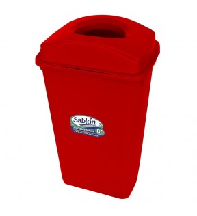 CESTO 80 LITROS CON TAPA ELIPTICA ROJO 8379RJ