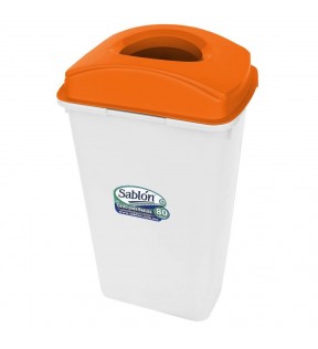 CESTO 80 LITROS BLANCO CON TAPA ELIPTICA NARANJA 8478NA