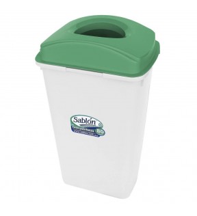 CESTO 80 LITROS BLANCO CON TAPA ELIPTICA VERDE 8476VD