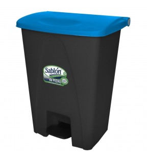 CESTO DE PEDAL 80 LITROS NEGRO CON TAPA AZUL 8747AZ