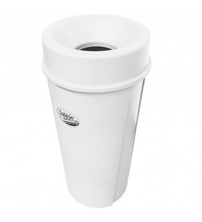 BOTE REDONDO 80 LITROS CON TAPA EMBUDO BLANCO 8492BL