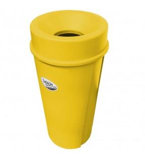 BOTE REDONDO 80 LITROS CON TAPA EMBUDO AMARILLO 8493AM