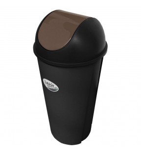 CESTO REDONDO NEGRO 80 LITROS CON TAPA BALANCIN LISO CAFE 8710CA