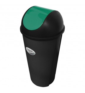 CESTO REDONDO NEGRO 80 LITROS CON TAPA BALANCIN LISO VERDE 8716VD