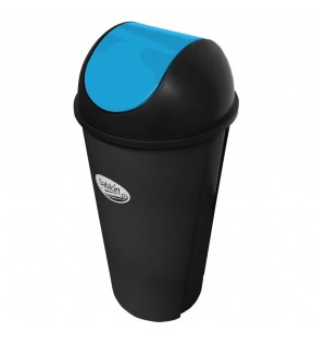 CESTO REDONDO NEGRO 80 LITROS CON TAPA BALANCIN LISO AZUL 8717AZ