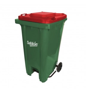CESTO 240 LITROS VERDE CON TAPA ROJA CON PEDAL 8359RJ