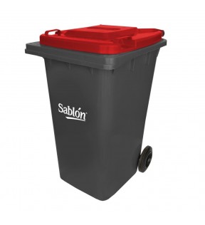 CESTO 240 LITROS GRIS CON TAPA ROJA SIN PEDAL 9259RJ