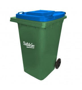 CESTO 240 LITROS VERDE CON TAPA AZUL SIN PEDAL 9267AZ