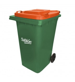 CESTO 240 LITROS VERDE CON TAPA NARANJA SIN PEDAL 9268NA