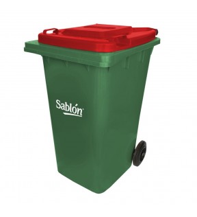CESTO 240 LITROS VERDE CON TAPA ROJA SIN PEDAL 9269RJ