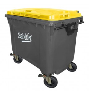 CONTENEDOR 660L GRIS TAPA AMARILLO SIN PEDAL 7623AM