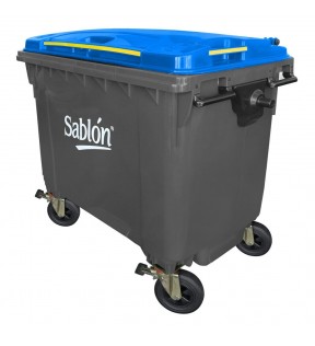 CONTENEDOR 660L GRIS TAPA AZUL SIN PEDAL 7627AZ
