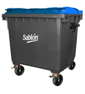 CONTENEDOR 1100L GRIS TAPA AZUL SIN PEDAL 7537AZ