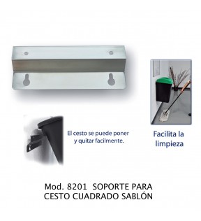 SOPORTE DE PARED PARA CESTOS GRIS METALICO 8201M