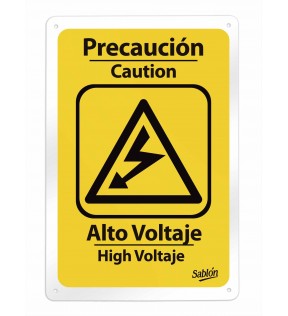 SEÑAL ALTO VOLTAJE 35X24 BLANCO-AMARILLO 7811