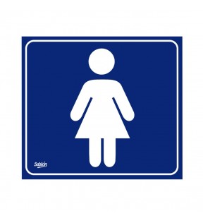 SEÑAL VINIL 13x15 BAÑOS MUJERES BLANCO IMPRESO AZUL 7981C