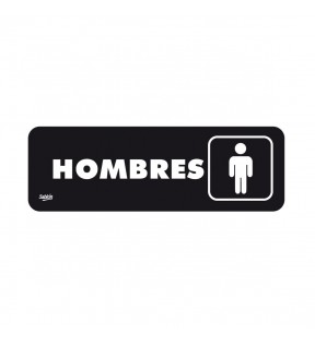 SEÑAL HOMBRES 23x7.5 NEGRO IMPRESO BLANCO 7918