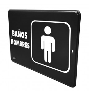 SEÑAL BAÑOS HOMBRES 22.8x15.2 NEGRO IMPRESO BLANCO 7930