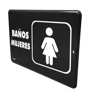 SEÑAL BAÑOS MUJERES 22.8x15.2 NEGRO IMPRESO BLANCO 7931