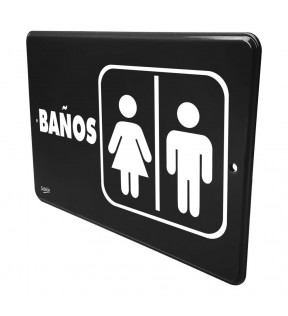 SEÑAL BAÑOS 22.8x15.2 NEGRO IMPRESO BLANCO 7932