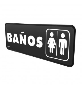 SEÑAL BAÑOS 23x7.5 NEGRO IMPRESO BLANCO 7917