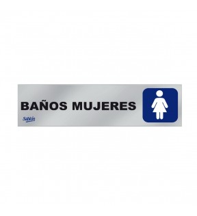 SEÑAL ALUMINIO ADHERIBLE 16.5x4.4 BAÑOS MUJERES NEGRO-AZUL 6501