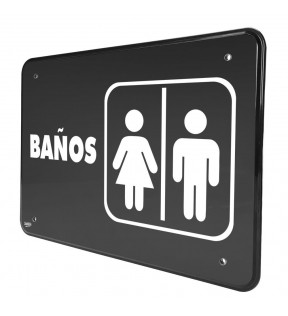 SEÑAL BAÑOS 35x24 NEGRO IMPRESO BLANCO 7958