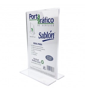 PORTAGRAFICO TAMAÑO MEDIA CARTA VERTICAL MESA DOBLE VISTA CRISTAL 9977LLV